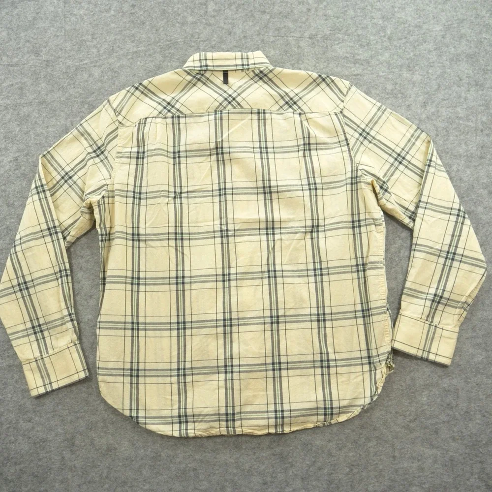 Rag & Bone Shirt Mens Extra Large Beige Button Up Plaid Long Sleeve Classic